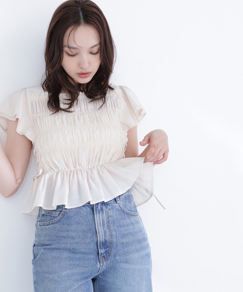 NATURAL BEAUTY BASIC(ナチュラルビューティーベーシック)の「レースアップフリルブラウス(シャツ/ブラウス・レディース・ブラック系その他2/オフホワイト/ピンク/ベージュ系その他・FREE)」の10枚目の写真