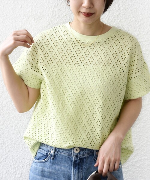 SHIPS(シップス)の「〈手洗い可能〉アイレット ショート スリーブ プルオーバー(Tシャツ/カットソー・レディース・ライトグリーン/ホワイト/ブラック/ブラウン系・ONE SIZE)」の21枚目の写真