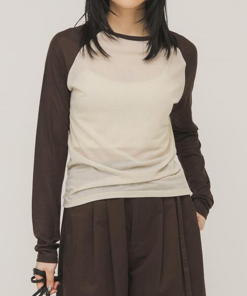 KBF（ケイビーエフ）の「シアーラグランTEE（Tシャツ/カットソー・レディース・ベージュ系その他/ブルー系その他・ONE）」の3枚目の写真