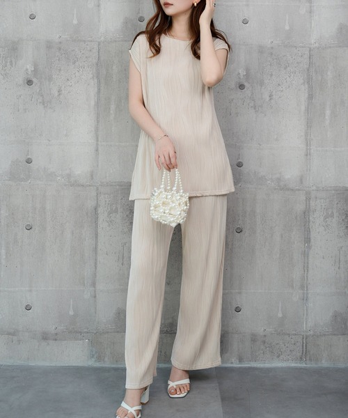 DRESS PLUS(ドレスプラス)の「カットソーセットアップ パンツドレス(セットアップ・レディース・アイボリー/ブラック・M)」の1枚目の写真