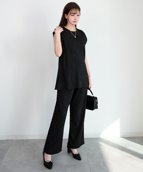 DRESS PLUS(ドレスプラス)の「カットソーセットアップ パンツドレス(セットアップ・レディース・アイボリー/ブラック・M)」の6枚目の写真
