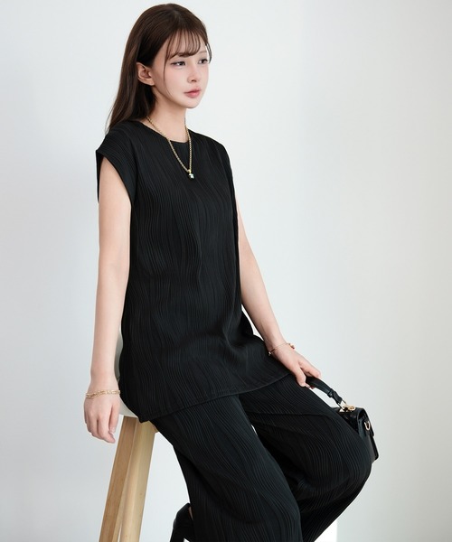 DRESS PLUS(ドレスプラス)の「カットソーセットアップ パンツドレス(セットアップ・レディース・アイボリー/ブラック・M)」の13枚目の写真
