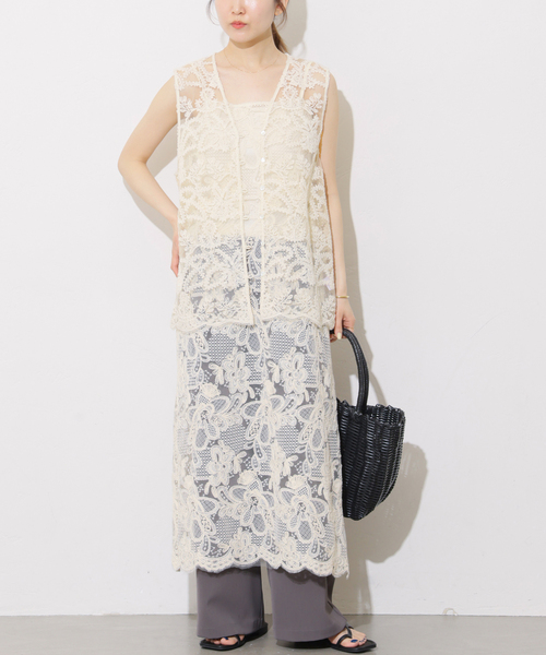 JOURNAL STANDARD relume（ジャーナルスタンダード　レリューム）の「［26SS新作］スカラレースキャミワンピース（ワンピース・レディース・ブラック/アイボリー・FREE）」の9枚目の写真