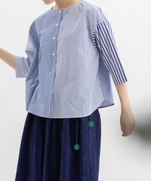 misc2wayノーカラー5分袖シャツ
