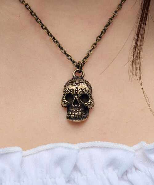 Subciety(サブサエティ)の「Metal necklace-mexican skull-(ネックレス・メンズ・アンティークゴールド/アンティークシルバー・FREE)」の19枚目の写真
