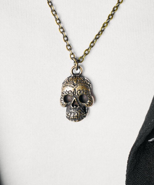 Subciety(サブサエティ)の「Metal necklace-mexican skull-(ネックレス・メンズ・アンティークゴールド/アンティークシルバー・FREE)」の22枚目の写真