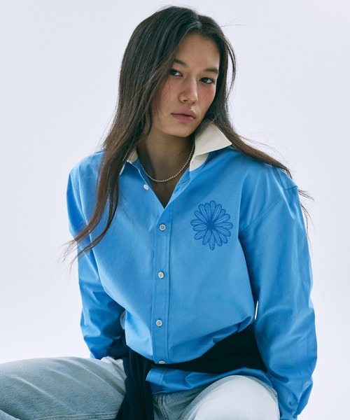 Mardi Mercredi(マルディメクルディ)の「OXFORD SHIRT CONTRAST COLLAR / オックスフォード シャツ コントラスト カラー(シャツ/ブラウス・レディース・ライトピンク/ブルー/ベージュ/スカイブルー・FREE)」の3枚目の写真