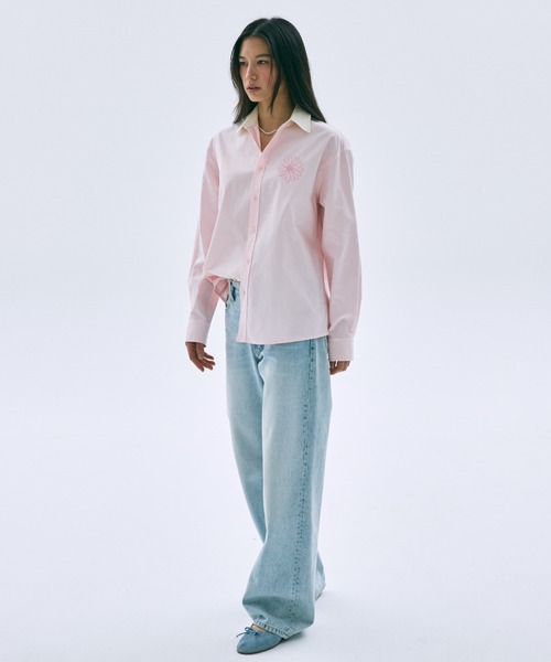 Mardi Mercredi(マルディメクルディ)の「OXFORD SHIRT CONTRAST COLLAR / オックスフォード シャツ コントラスト カラー(シャツ/ブラウス・レディース・ライトピンク/ブルー/ベージュ/スカイブルー・FREE)」の13枚目の写真