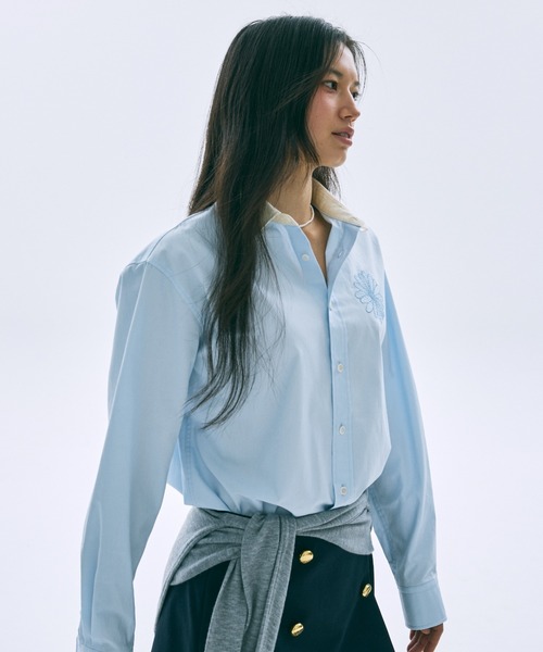 Mardi Mercredi(マルディメクルディ)の「OXFORD SHIRT CONTRAST COLLAR / オックスフォード シャツ コントラスト カラー(シャツ/ブラウス・レディース・ライトピンク/ブルー/ベージュ/スカイブルー・FREE)」の5枚目の写真