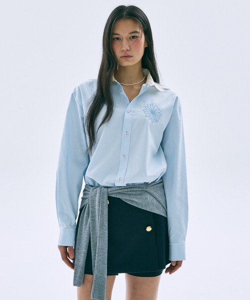 Mardi Mercredi(マルディメクルディ)の「OXFORD SHIRT CONTRAST COLLAR / オックスフォード シャツ コントラスト カラー(シャツ/ブラウス・レディース・ライトピンク/ブルー/ベージュ/スカイブルー・FREE)」の8枚目の写真
