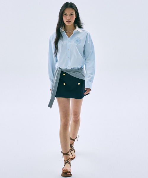 Mardi Mercredi(マルディメクルディ)の「OXFORD SHIRT CONTRAST COLLAR / オックスフォード シャツ コントラスト カラー(シャツ/ブラウス・レディース・ライトピンク/ブルー/ベージュ/スカイブルー・FREE)」の9枚目の写真