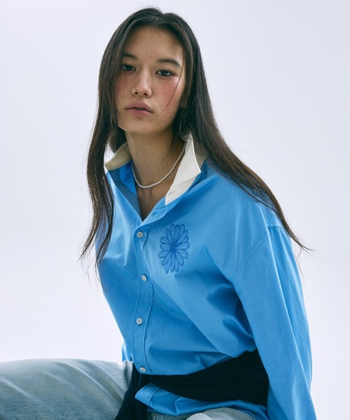 Mardi Mercredi(マルディメクルディ)の「OXFORD SHIRT CONTRAST COLLAR / オックスフォード シャツ コントラスト カラー(シャツ/ブラウス・レディース・ライトピンク/ブルー/ベージュ/スカイブルー・FREE)」の15枚目の写真