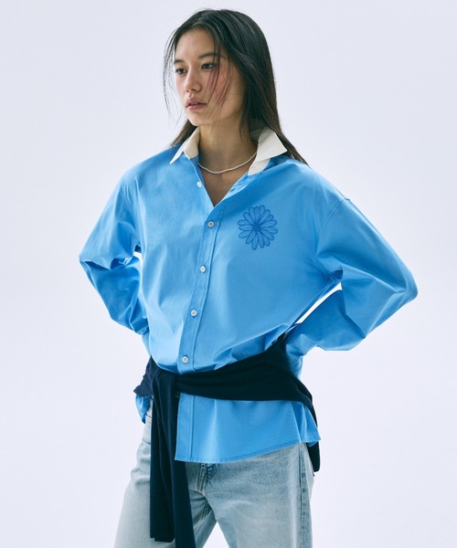 Mardi Mercredi(マルディメクルディ)の「OXFORD SHIRT CONTRAST COLLAR / オックスフォード シャツ コントラスト カラー(シャツ/ブラウス・レディース・ライトピンク/ブルー/ベージュ/スカイブルー・FREE)」の17枚目の写真