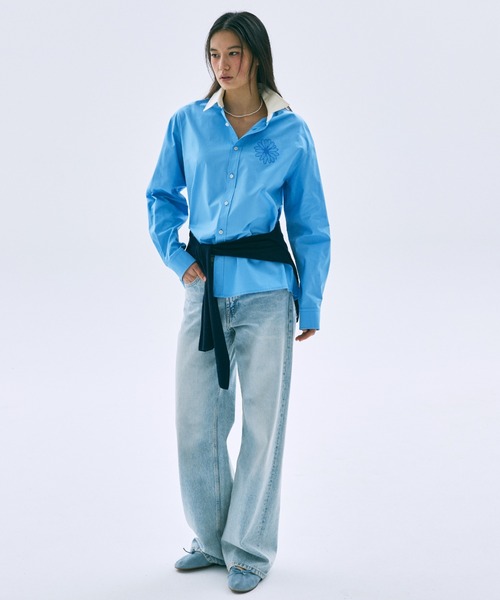 Mardi Mercredi(マルディメクルディ)の「OXFORD SHIRT CONTRAST COLLAR / オックスフォード シャツ コントラスト カラー(シャツ/ブラウス・レディース・ライトピンク/ブルー/ベージュ/スカイブルー・FREE)」の19枚目の写真