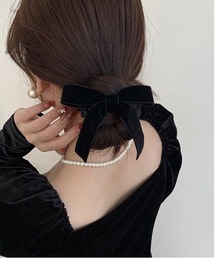 ALWAYS GOOD TIME（オルウェイズグッドタイム）の「ベルベットリボンヘアゴム／上品ロングリボン＆ショートタイプ 選べる2デザイン（ヘアゴム）」