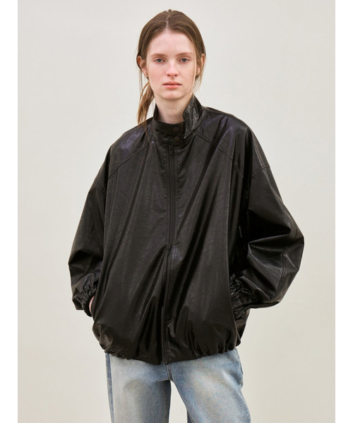le(ル)の「faux leather high-neck jacket (black)(ライダースジャケット・レディース・その他・FREE)」の1枚目の写真