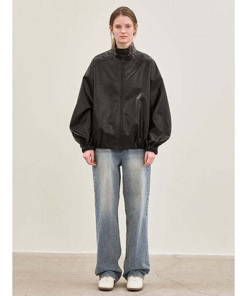 le(ル)の「faux leather high-neck jacket (black)(ライダースジャケット・レディース・その他・FREE)」の3枚目の写真
