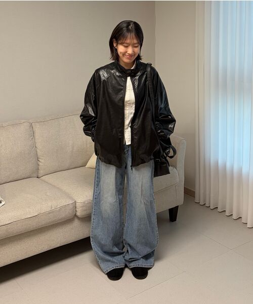 le(ル)の「faux leather high-neck jacket (black)(ライダースジャケット・レディース・その他・FREE)」の7枚目の写真