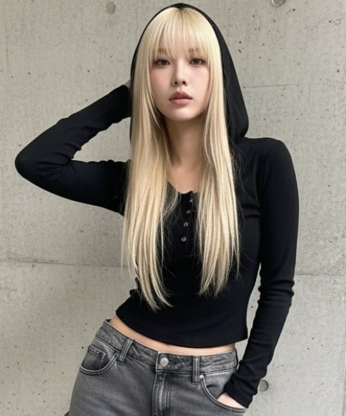 .KOM(ドットコム)の「A'GEM/9 × .kom 『.KOM/ドットケーオーエム』 /ヘンリーネックトップス(Tシャツ/カットソー・レディース・ブラック/グレー・FREE)」の3枚目の写真