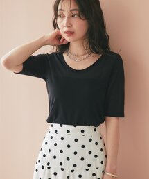 セール】スパンコールリブオフショル5分袖ニット（ニット/セーター