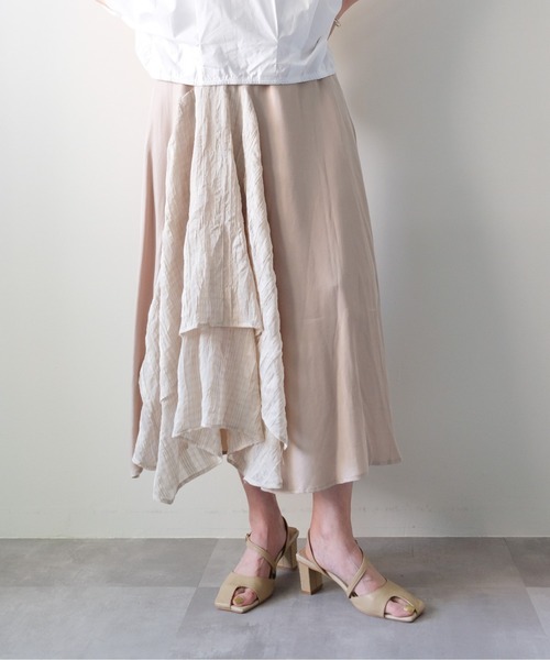 DOLLUPOOPS(ドールアップウップス)の「Asymmetry Design Skirt(アシメデザインスカート)(スカート・レディース・ベージュ/ネイビー/ターコイズブルー・FREE)」の2枚目の写真