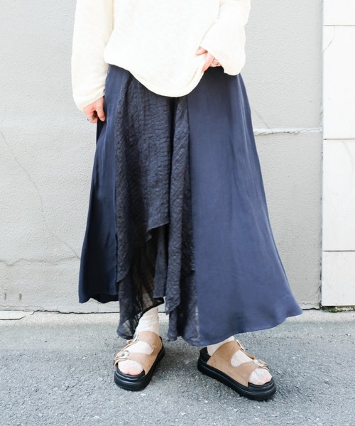 DOLLUPOOPS(ドールアップウップス)の「Asymmetry Design Skirt(アシメデザインスカート)(スカート・レディース・ベージュ/ネイビー/ターコイズブルー・FREE)」の3枚目の写真