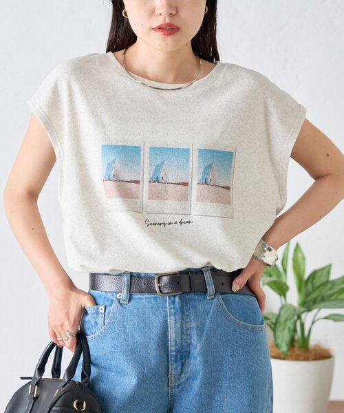 CIAOPANIC TYPY(チャオパニックティピー)の「【夏も快適/ドライタッチ】アソートフォトプリントフレンチスリーブTee(Tシャツ/カットソー・レディース・ホワイト/チャコールグレー/グレー・ONE SIZE)」の14枚目の写真