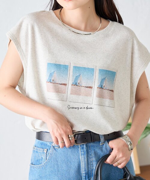 CIAOPANIC TYPY(チャオパニックティピー)の「【夏も快適/ドライタッチ】アソートフォトプリントフレンチスリーブTee(Tシャツ/カットソー・レディース・ホワイト/チャコールグレー/グレー・ONE SIZE)」の15枚目の写真