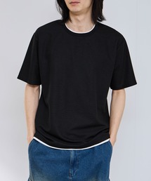 【SARARI /サラリ】接触冷感 速乾 フェイクレイヤード クルーネック Tシャツ