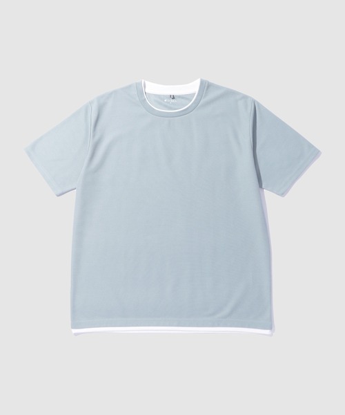 NAVY(ネイビー)の「【SARARI /サラリ】接触冷感 速乾 フェイクレイヤード クルーネック Tシャツ(Tシャツ/カットソー・メンズ・グレー/ネイビー/グリーン/ブラック・S/M/L/XL)」の12枚目の写真