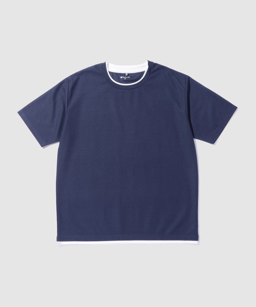 NAVY(ネイビー)の「【SARARI /サラリ】接触冷感 速乾 フェイクレイヤード クルーネック Tシャツ(Tシャツ/カットソー・メンズ・グレー/ネイビー/グリーン/ブラック・S/M/L/XL)」の9枚目の写真