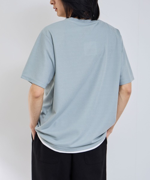 NAVY(ネイビー)の「【SARARI /サラリ】接触冷感 速乾 フェイクレイヤード クルーネック Tシャツ(Tシャツ/カットソー・メンズ・グレー/ネイビー/グリーン/ブラック・S/M/L/XL)」の21枚目の写真