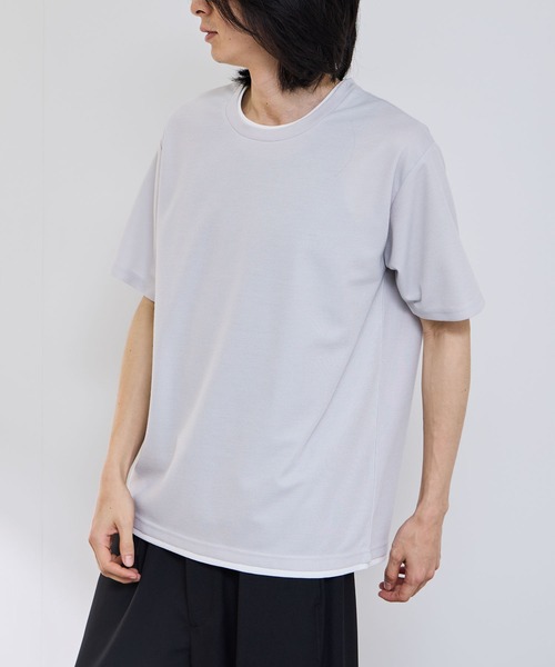 NAVY(ネイビー)の「【SARARI /サラリ】接触冷感 速乾 フェイクレイヤード クルーネック Tシャツ(Tシャツ/カットソー・メンズ・グレー/ネイビー/グリーン/ブラック・S/M/L/XL)」の19枚目の写真