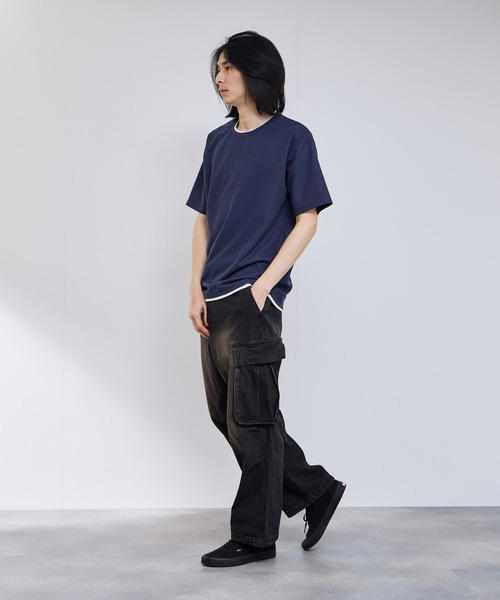 NAVY(ネイビー)の「【SARARI /サラリ】接触冷感 速乾 フェイクレイヤード クルーネック Tシャツ(Tシャツ/カットソー・メンズ・グレー/ネイビー/グリーン/ブラック・S/M/L/XL)」の13枚目の写真