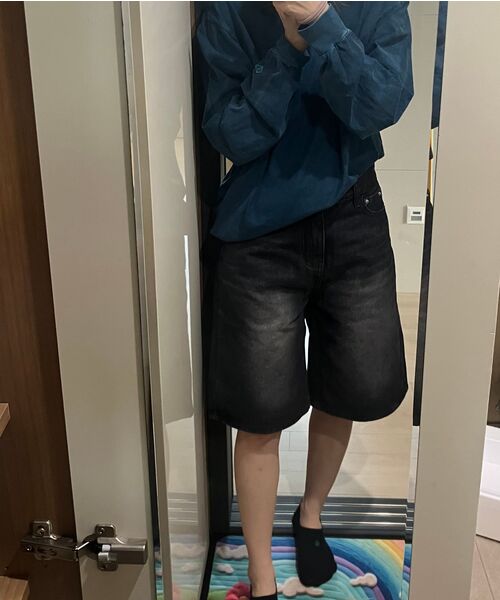 BBAEBBAE(ペッペ)の「ヴィンテージウォッシングフラップアウトポケットバミューダハーフデニムショートパンツ2COLOR(その他パンツ・レディース・ブラック/ブルー・SMALL/MEDIUM/LARGE/X-LARGE)」の13枚目の写真