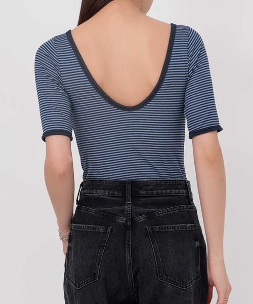 OUR WACOAL(アワワコール)の「カップ付きバックオープンTシャツ 5分袖(Tシャツ/カットソー・レディース・ブラック/ブルー系その他/ネイビー/ホワイト系その他/ブラウン/ワイン・M/L)」の20枚目の写真