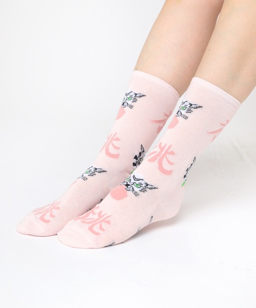 RNA（アールエヌエー）の「E5101 PINKMOTEL 桃虎ソックス（ソックス/靴下・レディース・イエロー/ピンク/ブラック/レッド・FREE）」の4枚目の写真