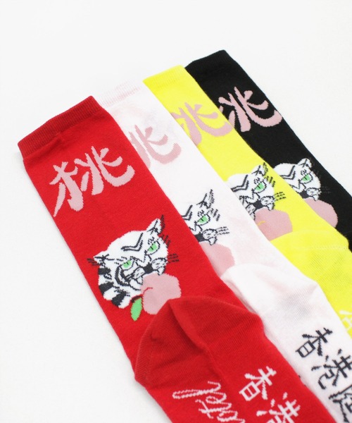 RNA（アールエヌエー）の「E5101 PINKMOTEL 桃虎ソックス（ソックス/靴下・レディース・イエロー/ピンク/ブラック/レッド・FREE）」の12枚目の写真