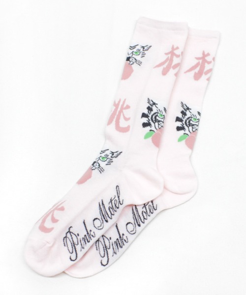 RNA（アールエヌエー）の「E5101 PINKMOTEL 桃虎ソックス（ソックス/靴下・レディース・イエロー/ピンク/ブラック/レッド・FREE）」の7枚目の写真
