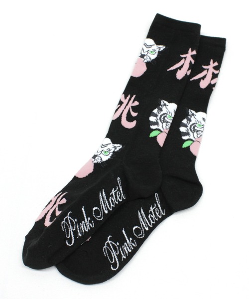 RNA（アールエヌエー）の「E5101 PINKMOTEL 桃虎ソックス（ソックス/靴下・レディース・イエロー/ピンク/ブラック/レッド・FREE）」の5枚目の写真