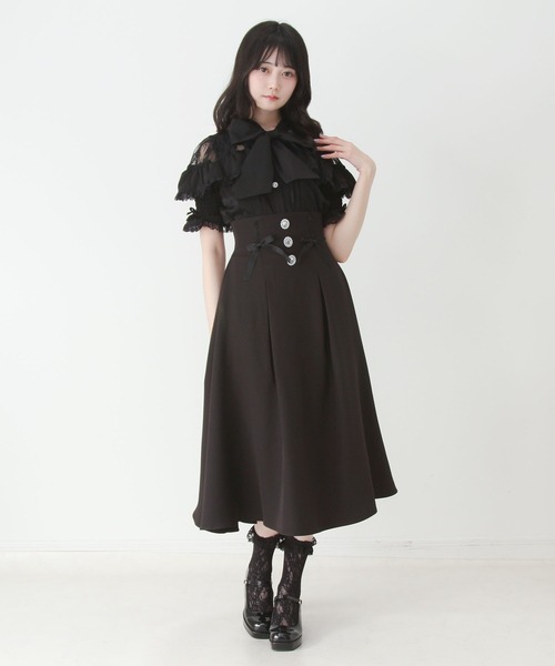 DearMyLove(ディアマイラブ)の「ビジューフレアリボンロングスカート(スカート・レディース・ホワイト/ブラック・MEDIUM/3L/LARGE)」の10枚目の写真