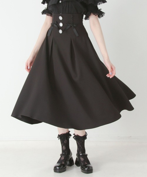 DearMyLove(ディアマイラブ)の「ビジューフレアリボンロングスカート(スカート・レディース・ホワイト/ブラック・MEDIUM/3L/LARGE)」の12枚目の写真