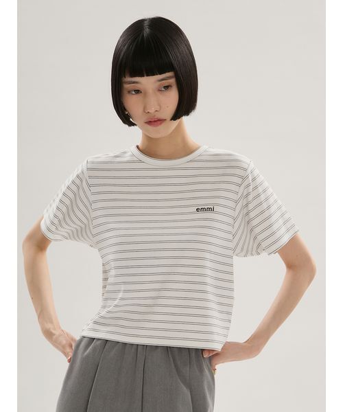 emmi(エミ)の「ソフトタッチクロップドTシャツ(Tシャツ/カットソー・レディース・ブラック/その他/ピンク・F)」の19枚目の写真