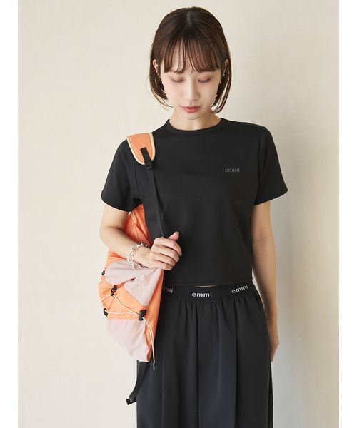 emmi(エミ)の「ソフトタッチクロップドTシャツ(Tシャツ/カットソー・レディース・ブラック/その他/ピンク・F)」の14枚目の写真