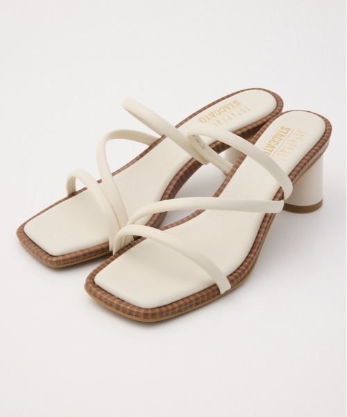 STACCATO(スタッカート)の「ナハラスクエアミュールサンダル(サンダル・レディース・ホワイト/ブラック・22.5cm/23cm/23.5cm/24cm)」の1枚目の写真