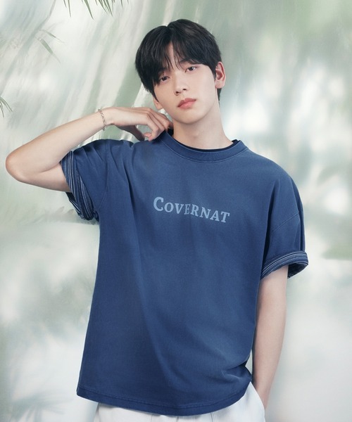 COVERNAT（カバーナット）の「[SOOBIN着用] CENTER LOGO PIGMENT T-SHIRT（Tシャツ/カットソー・メンズ・オレンジ/チャコールグレー/ブルー・X-LARGE/LARGE/MEDIUM/SMALL/X-SMALL）」の4枚目の写真