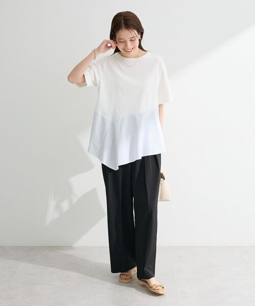 Green Parks(グリーンパークス)の「華やぎカットソー(アシメヘム)(Tシャツ/カットソー・レディース・ブラック/ネイビー/オフホワイト・FREE)」の5枚目の写真