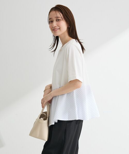 Green Parks(グリーンパークス)の「華やぎカットソー(アシメヘム)(Tシャツ/カットソー・レディース・ブラック/ネイビー/オフホワイト・FREE)」の10枚目の写真