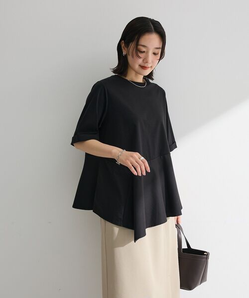 Green Parks(グリーンパークス)の「華やぎカットソー(アシメヘム)(Tシャツ/カットソー・レディース・ブラック/ネイビー/オフホワイト・FREE)」の18枚目の写真