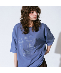 フラッシュカーブ 半袖Tシャツ デニムブルー